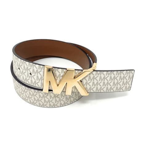 Michael Kors Signature Logo Belt with Reversible MK Logo Plaque